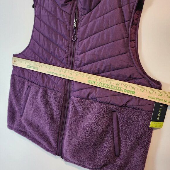 Tek Gear NEW Sherpa Mixed Media Zip Front Half Quilted Puffer Vest Women's sz XL - Picture 10 of 11